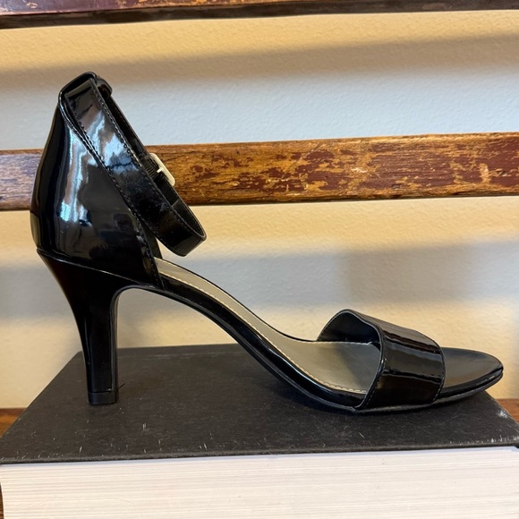 A.n.a. Black Patent Leather Open Toe Heels Sandals a New Approach Shoes - Picture 3 of 13